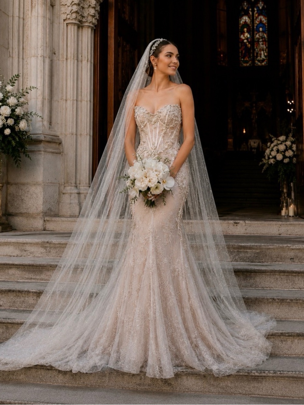 Sottero and Midgley- Almudena Beaded Strapless Lace Mermaid Wedding Gown